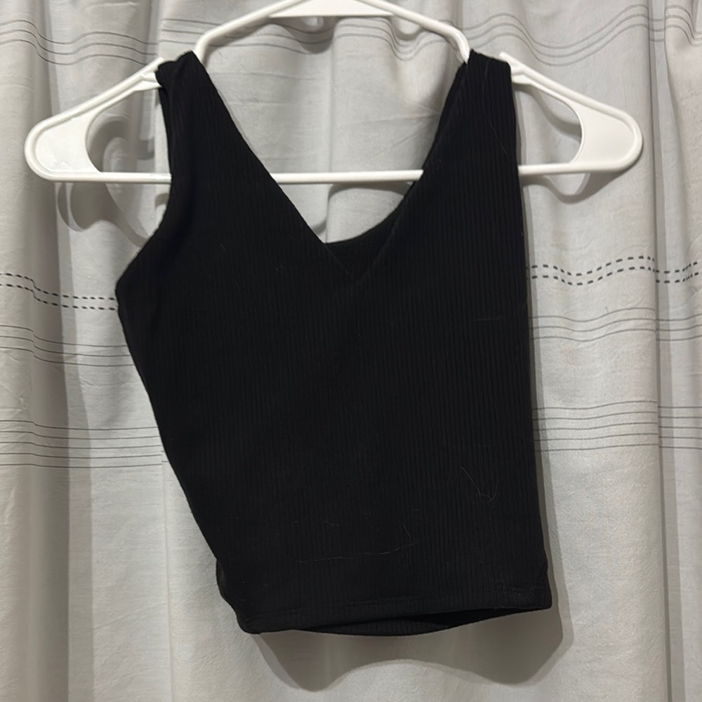 Black Asymmetrical Fitted Tank Top